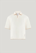 Lenny - Boxy Polo Shirt With Whipstitch Detail - Cream