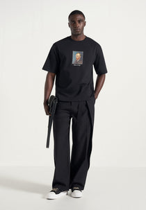 Anders - Cafe Terrace At Night Cotton T-Shirt - Black