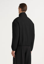 Ace - Boxy Cropped Wool-Blend Track Jacket - Black