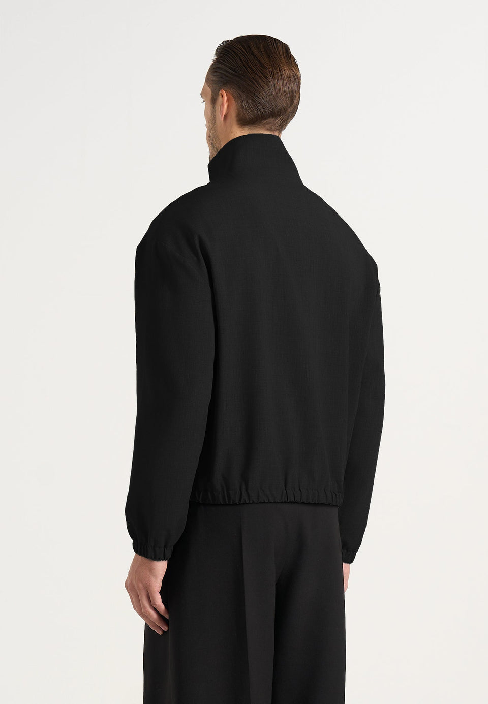 Ace - Boxy Cropped Wool-Blend Track Jacket - Black