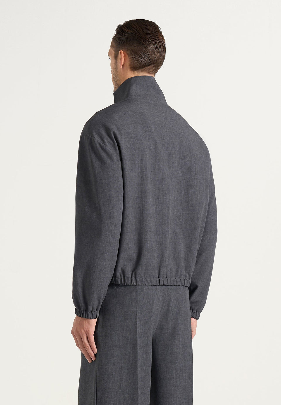 Ace - Boxy Cropped Wool-Blend Track Jacket - Grey
