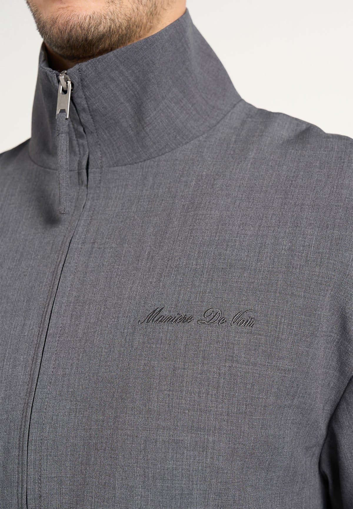 Ace - Boxy Cropped Wool-Blend Track Jacket - Grey