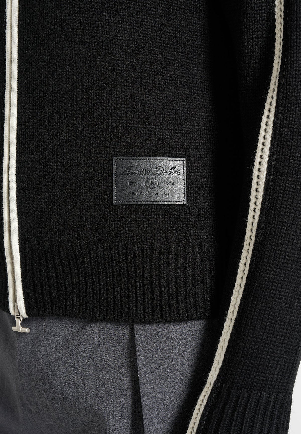 Malo - Contrast Piped Wool-Blend Zip-Through Cardigan - Black