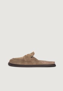 Sidney - Men's Suede Loafer Mules - Taupe