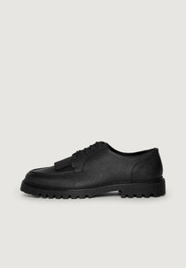 Fernand - Leather Fringe Derby Shoe - Black