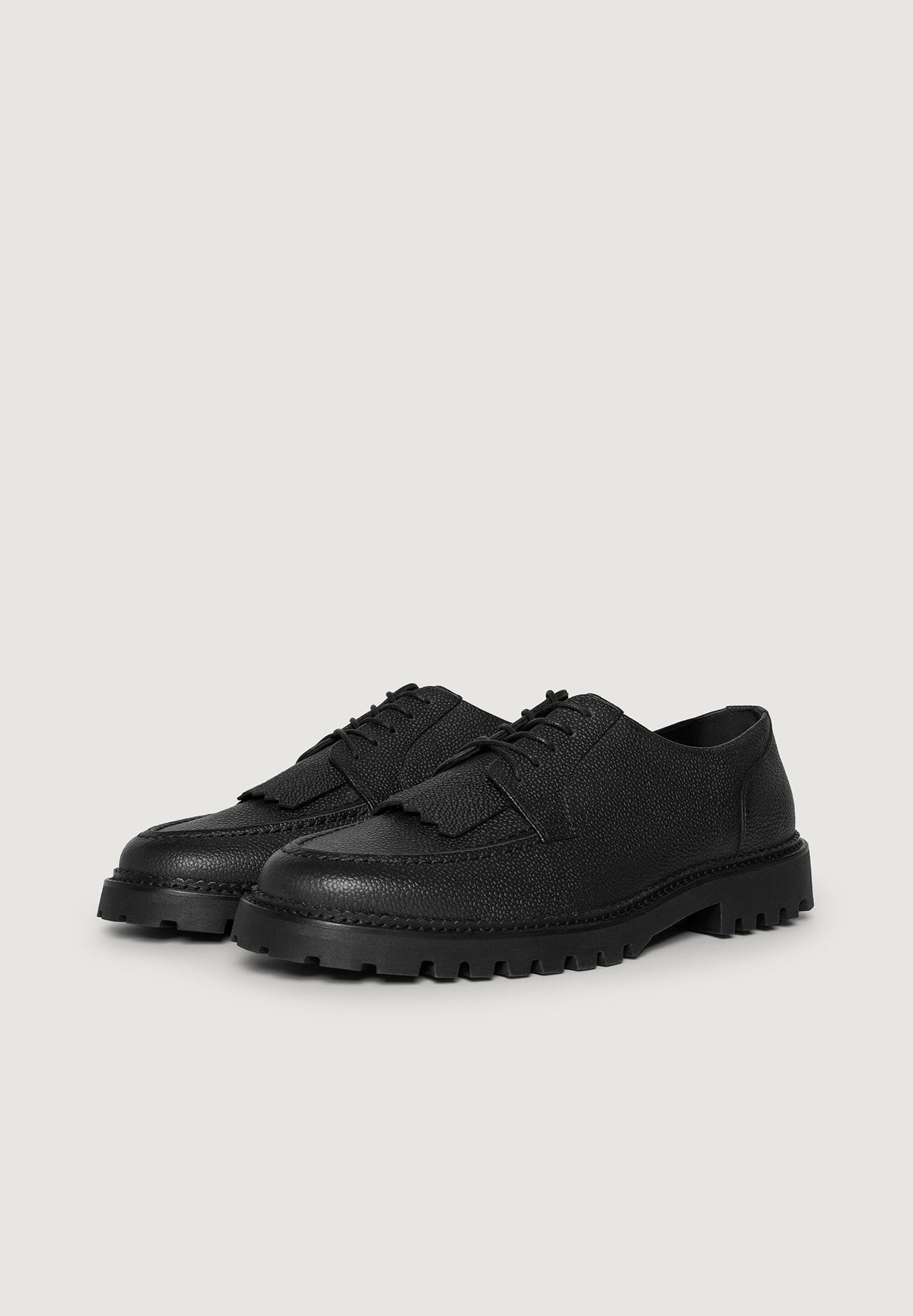 Fernand - Leather Fringe Derby Shoe - Black