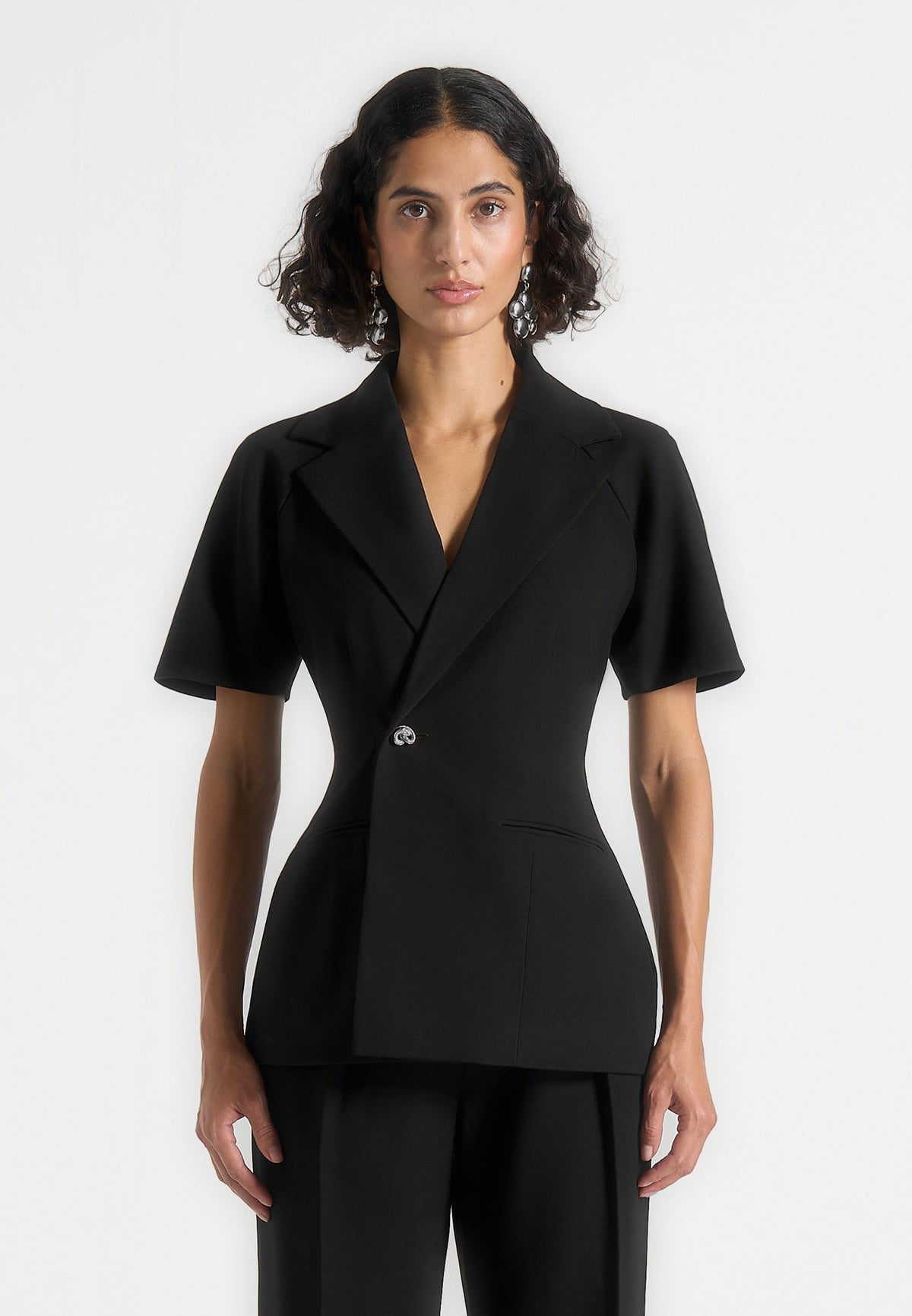 malika-double-breasted-short-sleeve-blazer-black