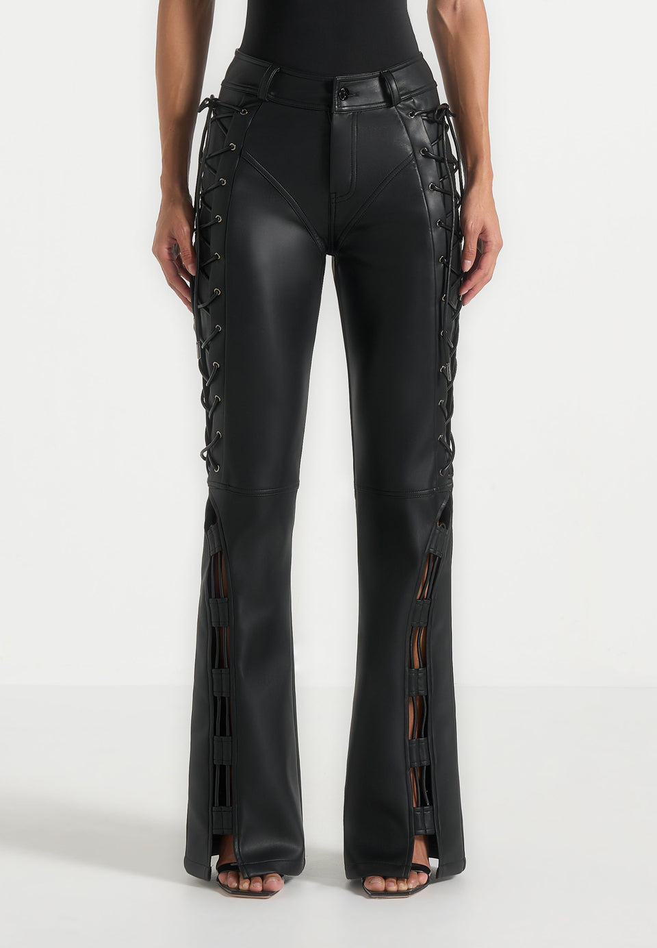 ambre-leather-lace-up-flared-trousers-black