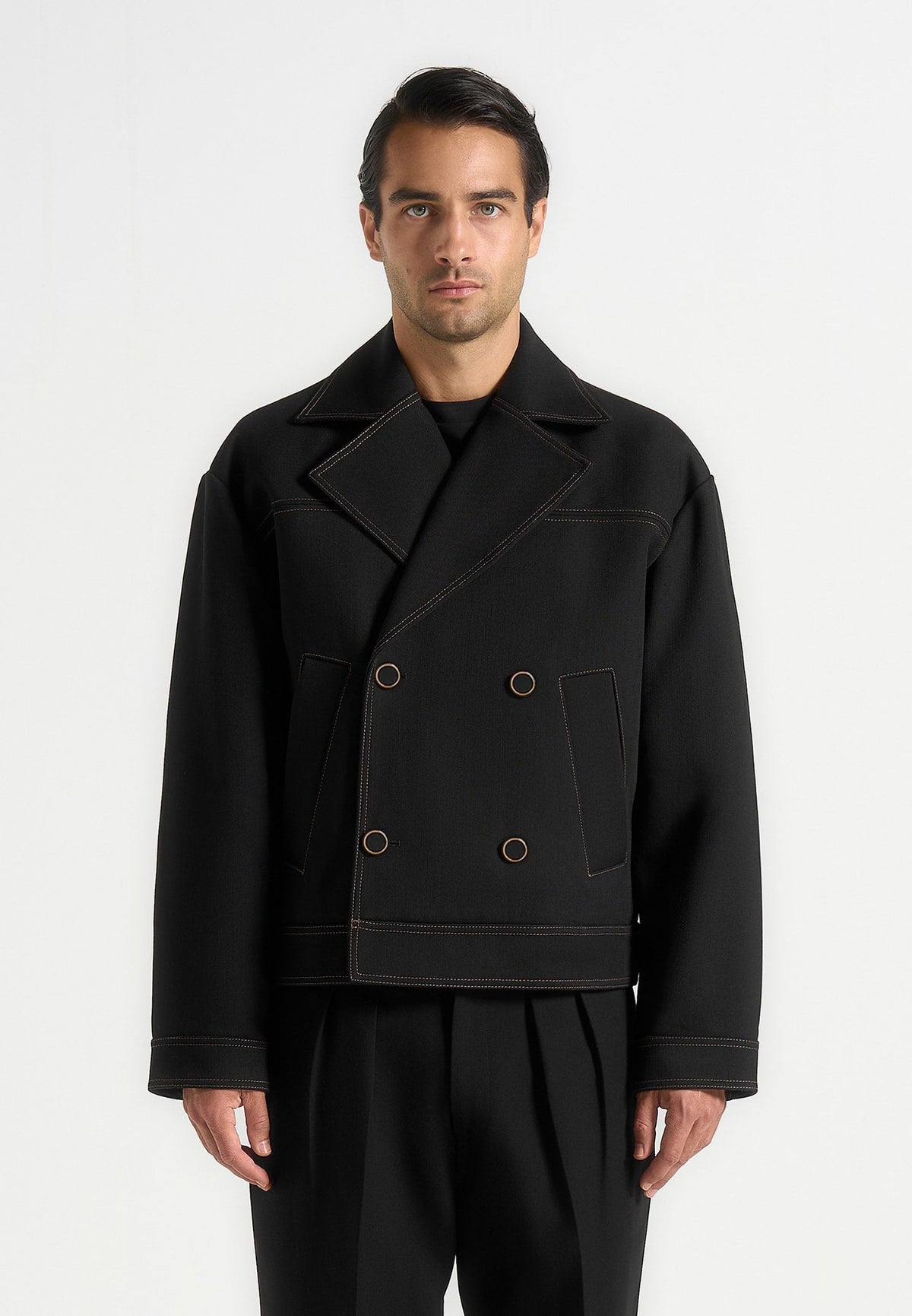 mika-unisex-tailored-double-breasted-jacket-with-contrast-stitch-black