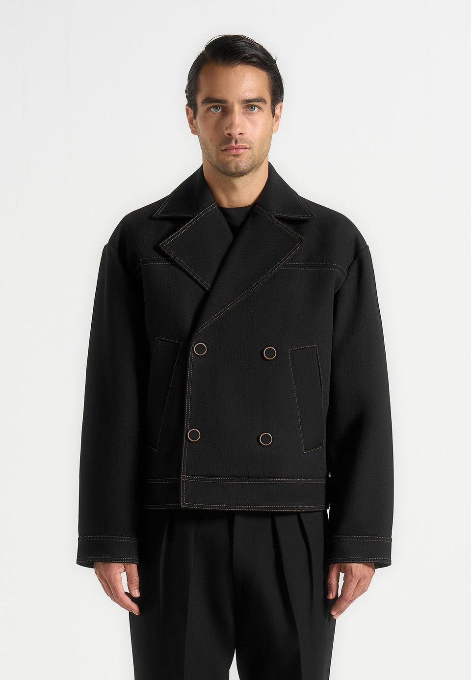mika-unisex-tailored-double-breasted-jacket-with-contrast-stitch-black