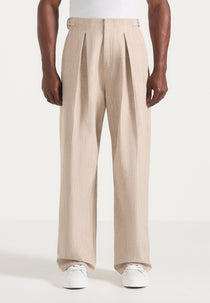 Lior - Box Pleat Wide Leg Pants - Beige