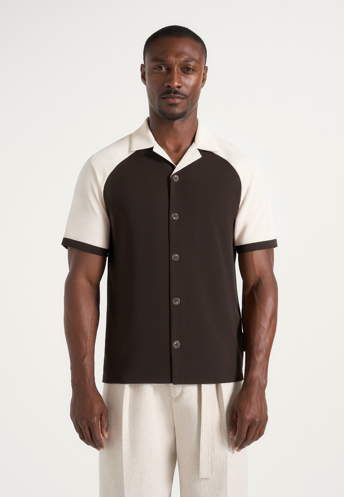 Salim - Contrast Raglan Shirt - Brown/Cream