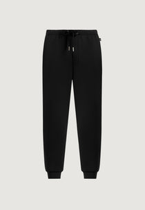 JS008 - Neoprene Minimal Tapered Fit Cuffed Sweatpants - Black
