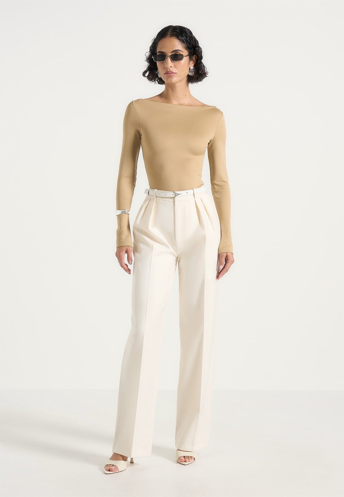 BS003 - Boat Neck Bodysuit - Beige