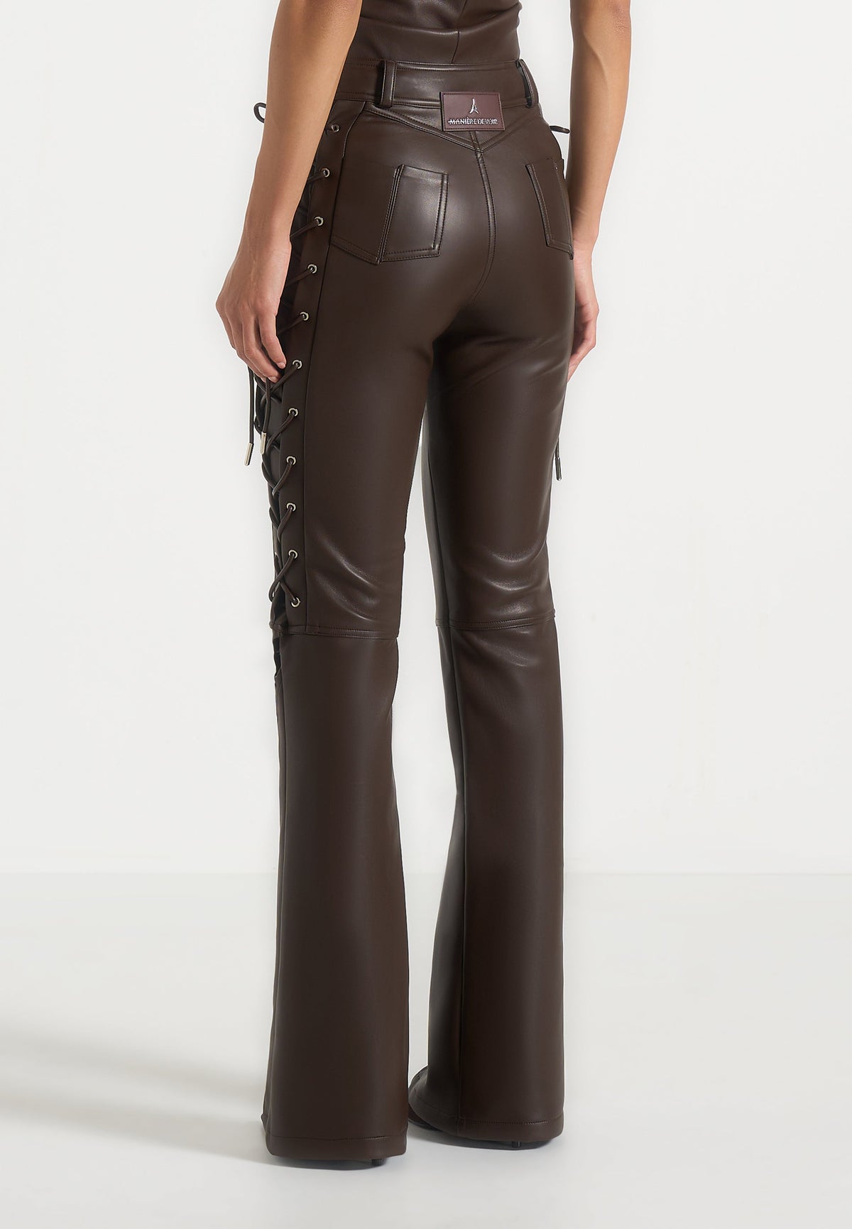 ambre-leather-lace-up-flared-trousers-brown
