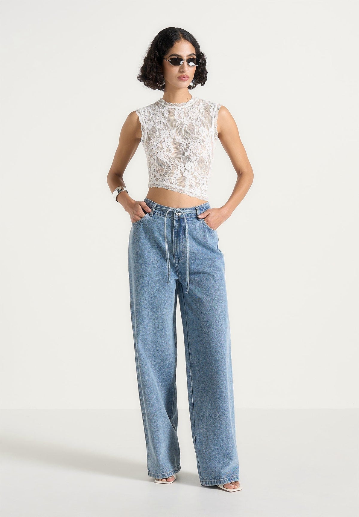Eugenie - Lace Asymmetric Top - White