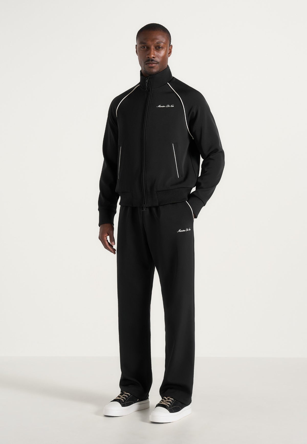Signature Piped Track Pants - Black