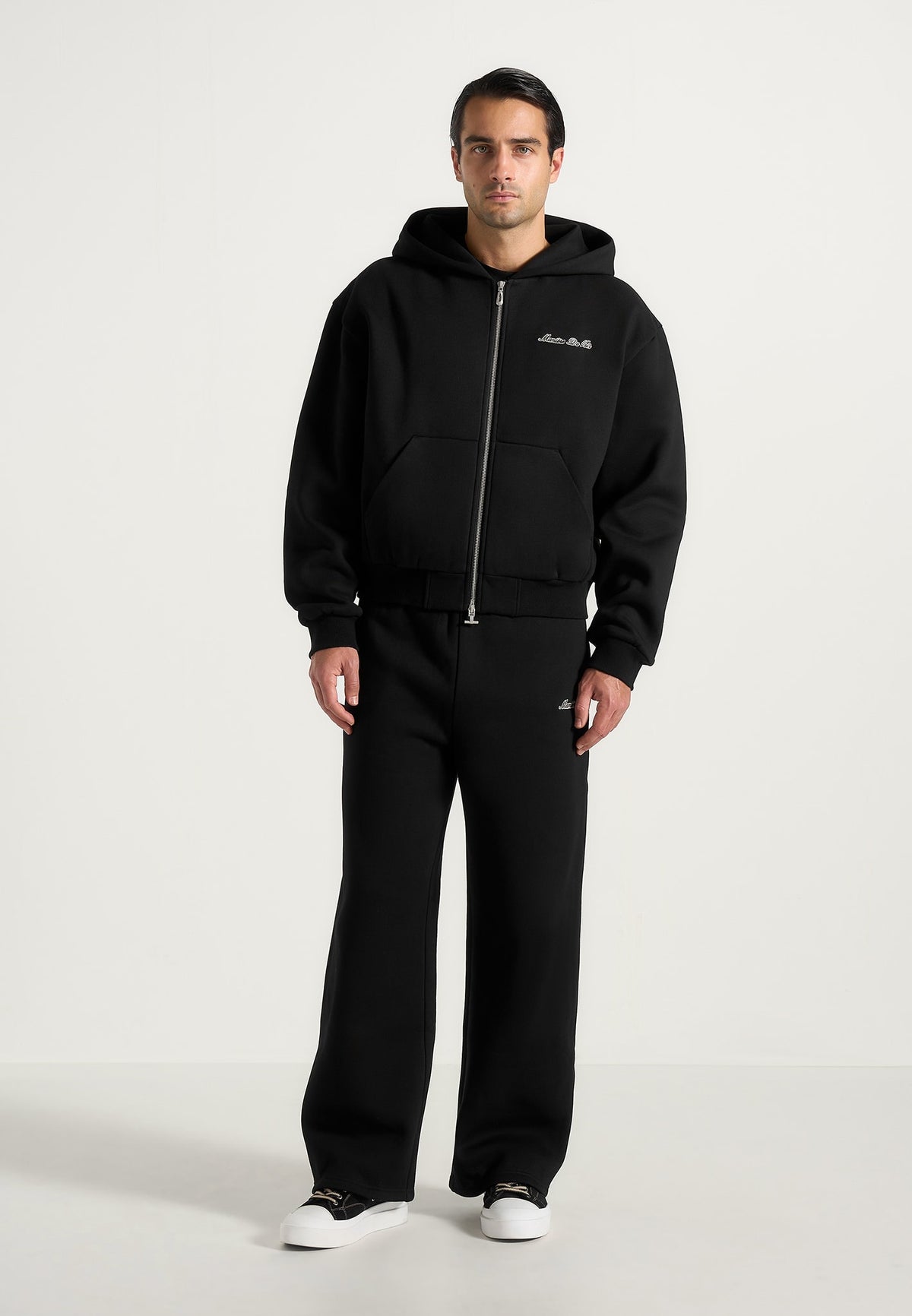 JS002 - Unisex Signature Relaxed Fit Zip Hoodie - Black