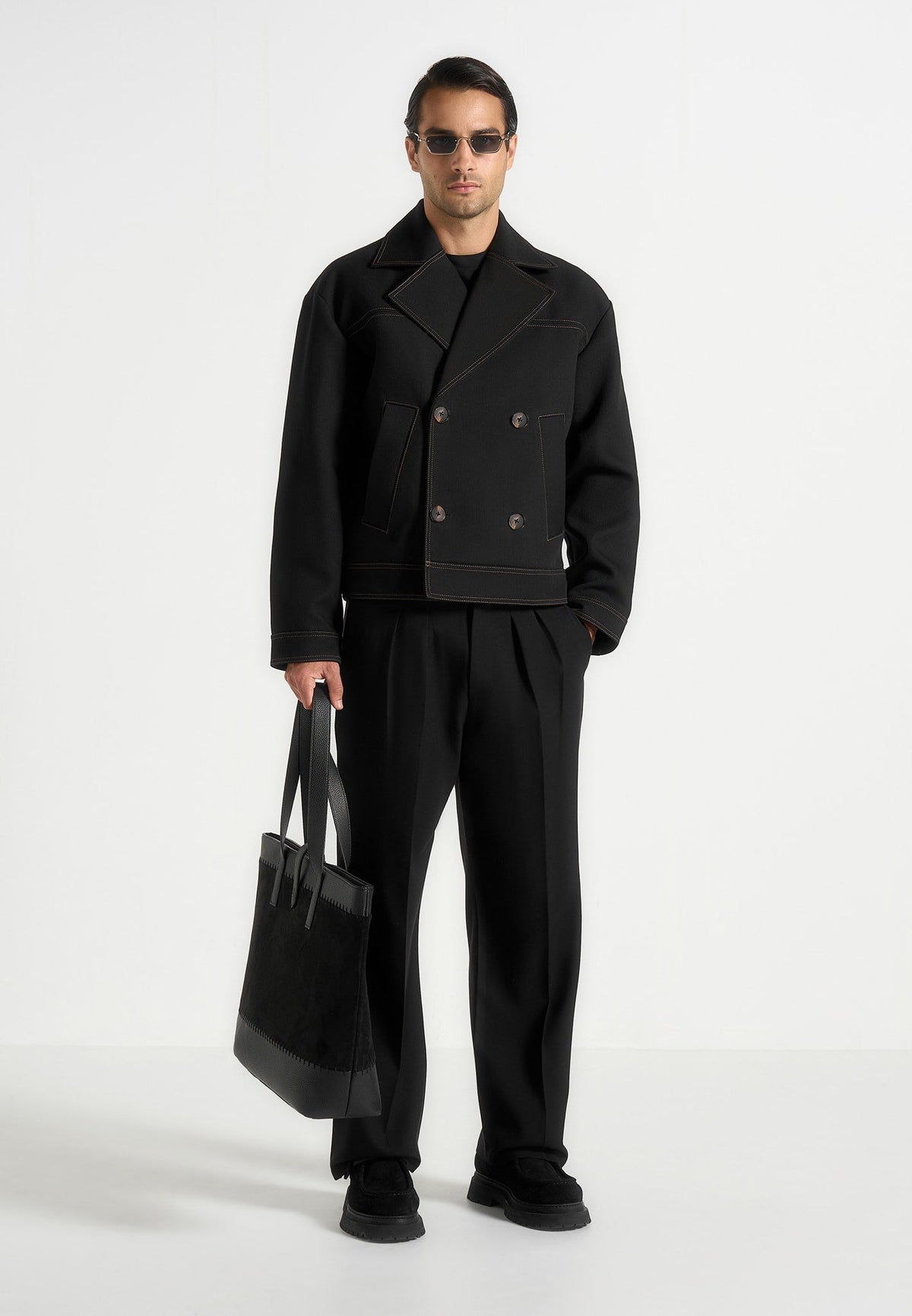 mika-unisex-tailored-double-breasted-jacket-with-contrast-stitch-black