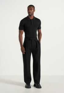 Pierre - Twin Pleat Tailored Wool-Blend Pants - Black