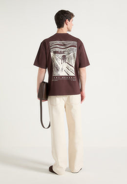 the-scream-cotton-t-shirt-brown