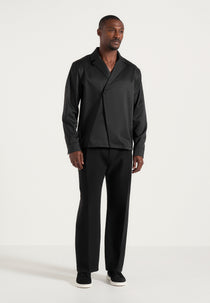 Alban - Satin Double Breasted Shirt - Black