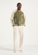 guy-contrast-leather-bomber-jacket-olive-cream