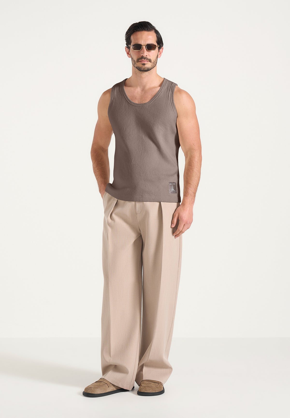 VS001 - Ribbed Cotton Tank Top - Mushroom