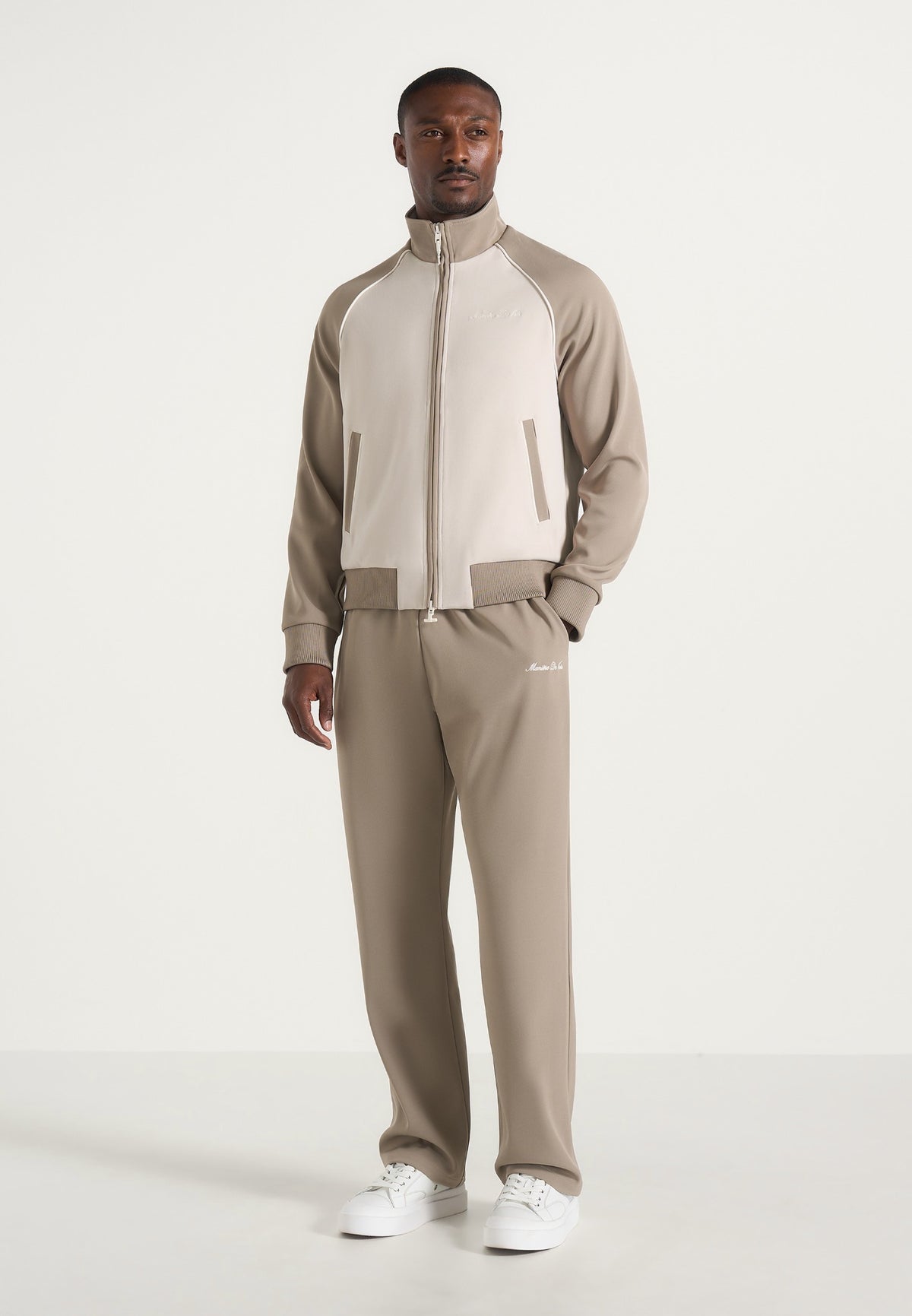 Signature Piped Track Pants - Taupe