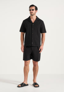 Felix - Tailored Wool-Blend Shirt With Crease - Black