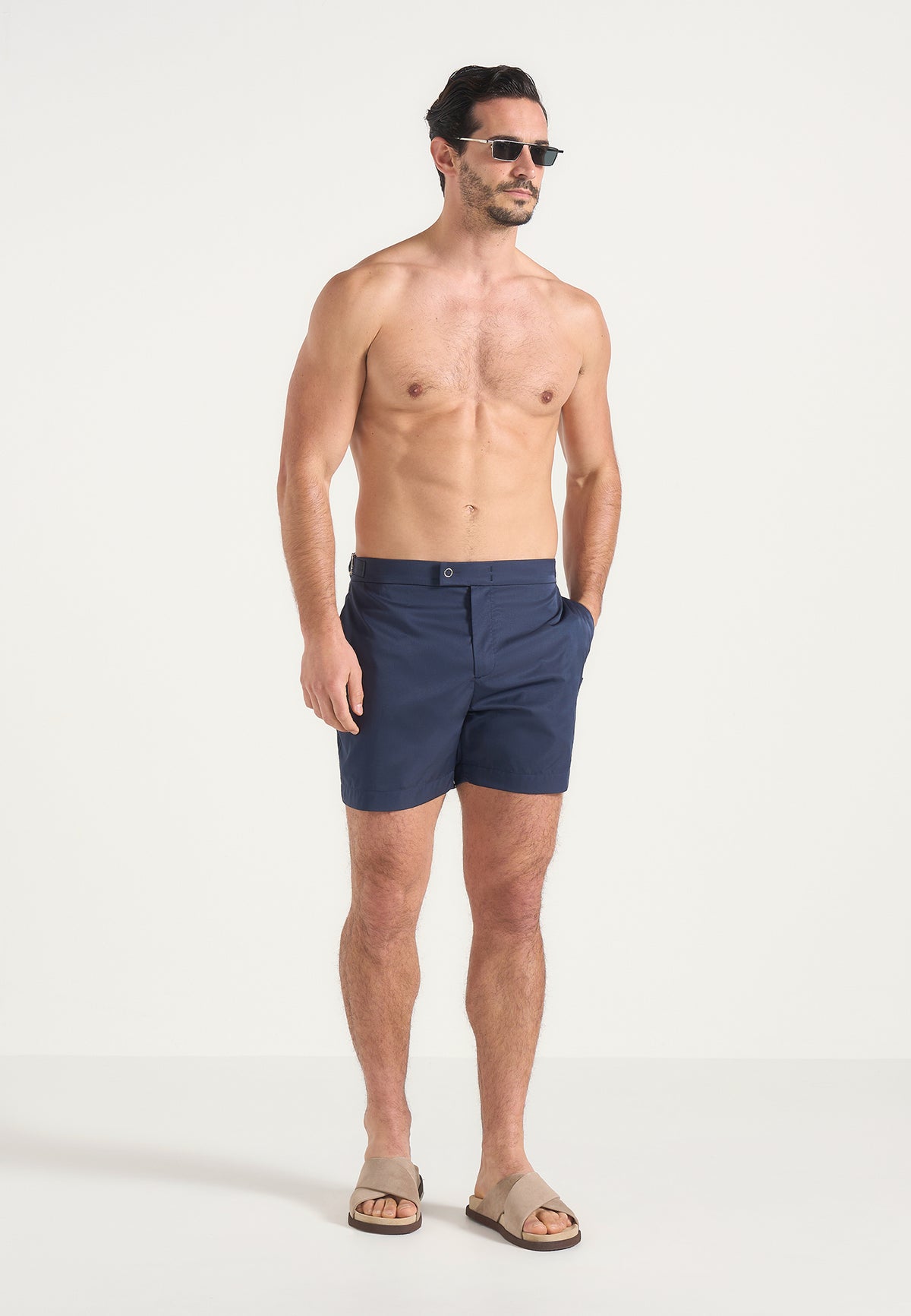 Brian - Polished Nylon Swim Trunks - Navy