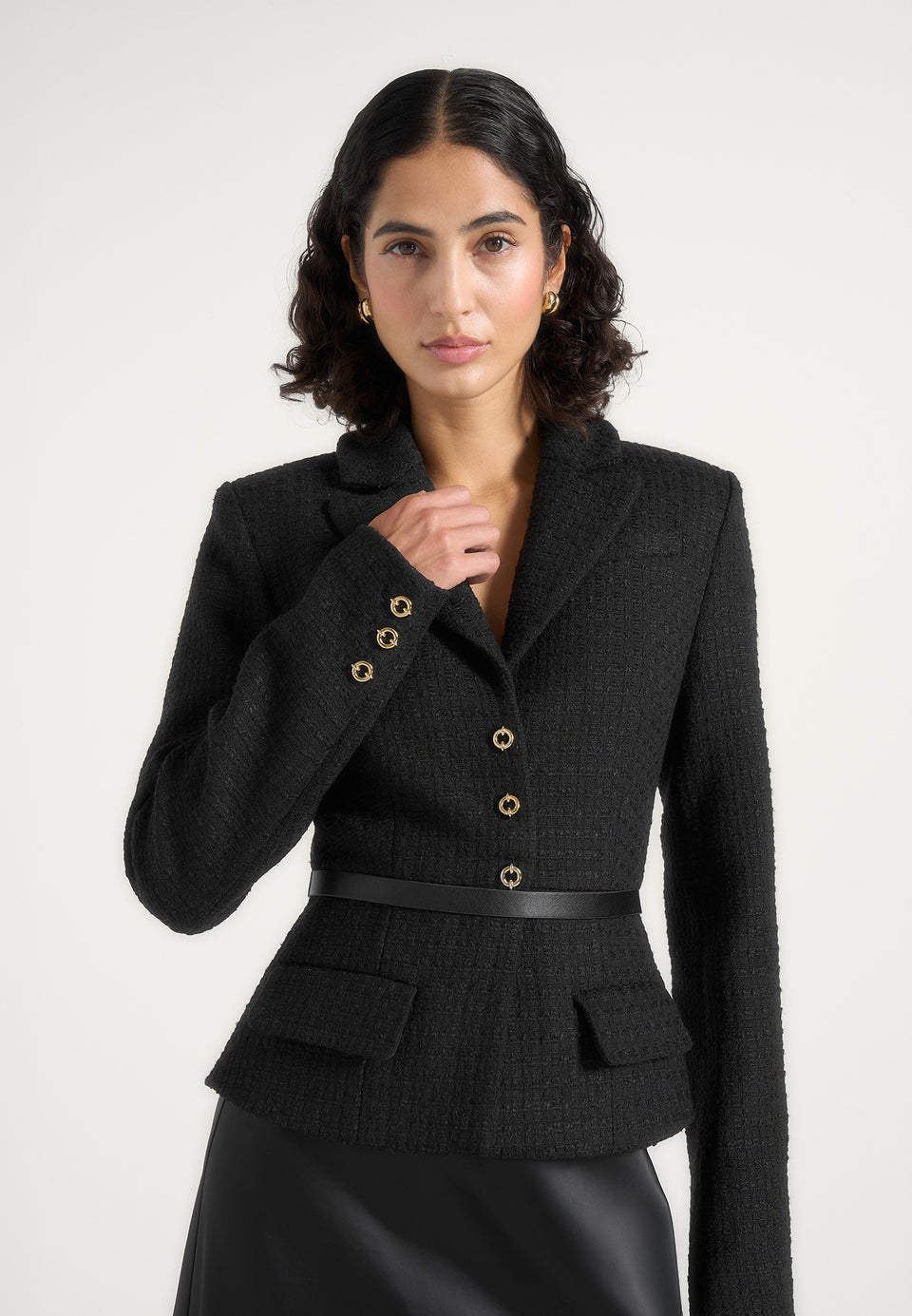 grace-boucle-and-satin-belted-blazer-maxi-dress-black