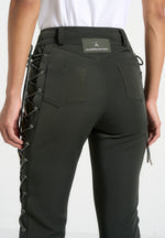 Ambre - Drill Lace Up Flared Pants - Olive