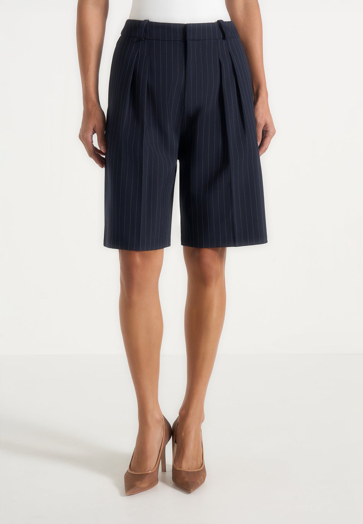 lorette-pinstripe-double-pleat-tailored-shorts-navy