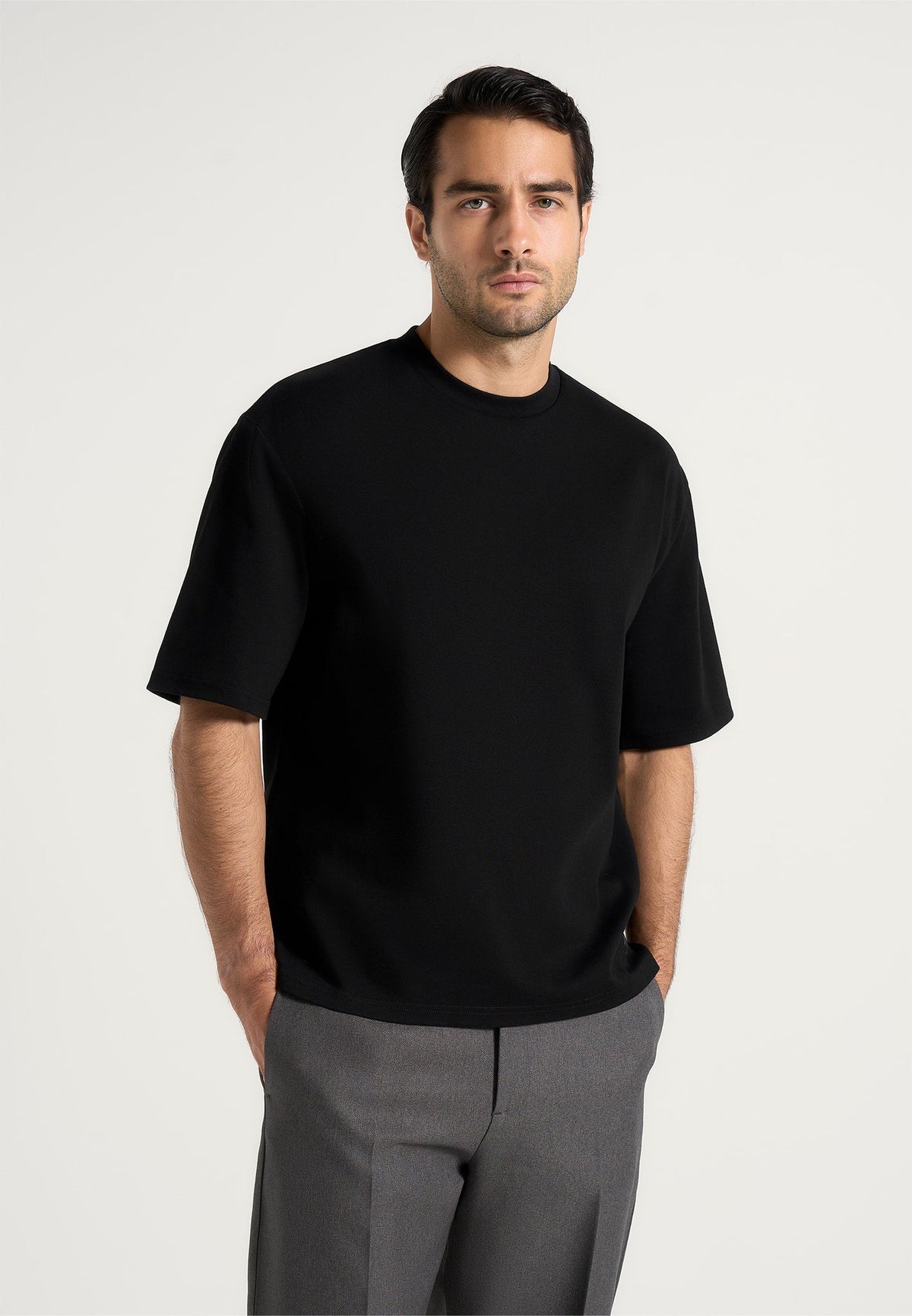 TS007 - Unisex Relaxed Fit Cotton T-Shirt - Black