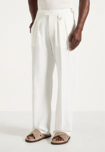 Pierre - Twin Pleat Linen Pants - White