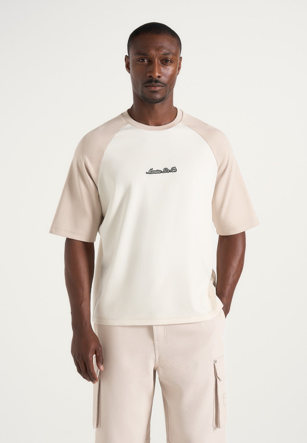 Unisex Signature Raglan Cotton T-Shirt - Cream/Beige