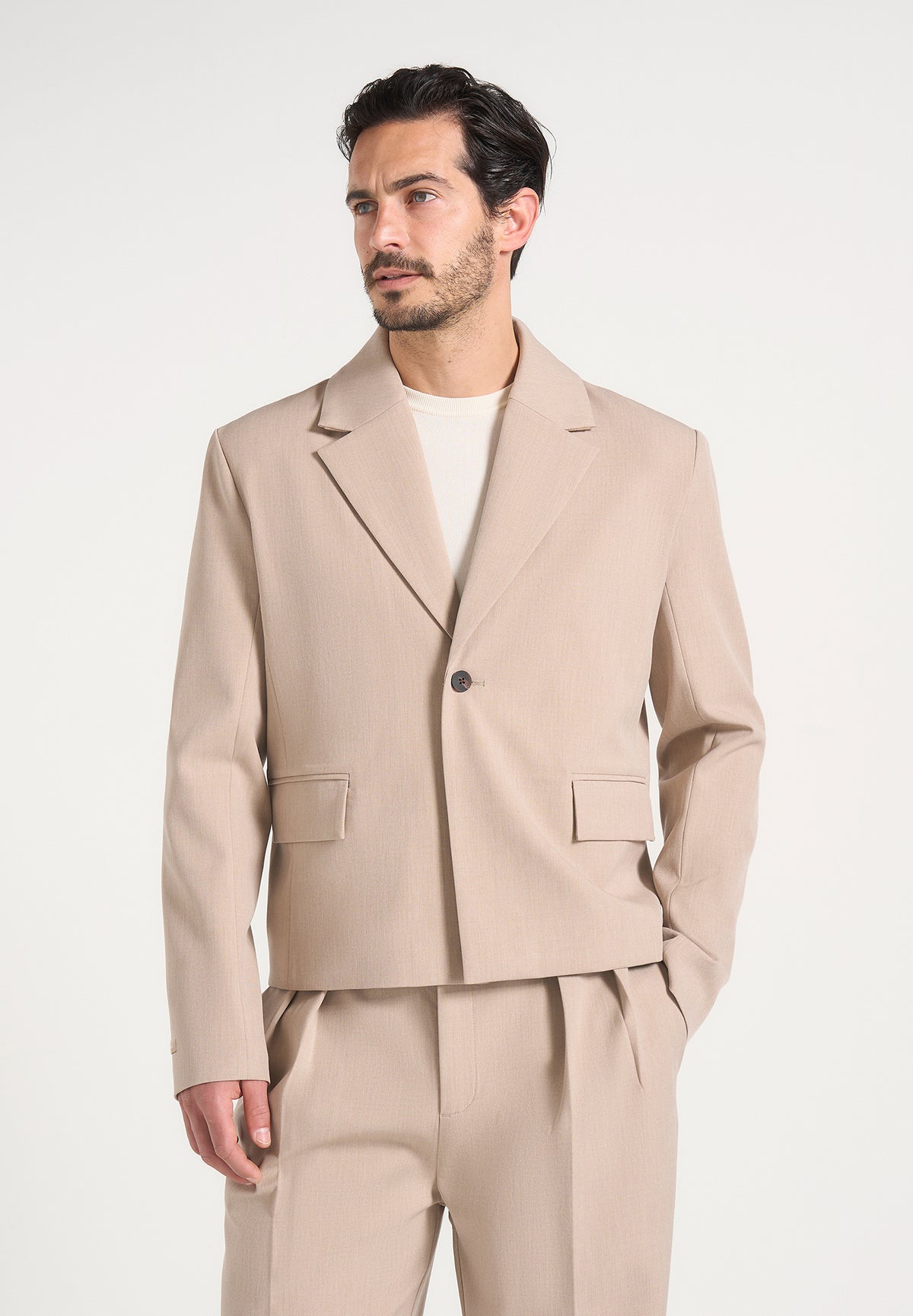 Silas - Tailored Cropped Blazer - Beige