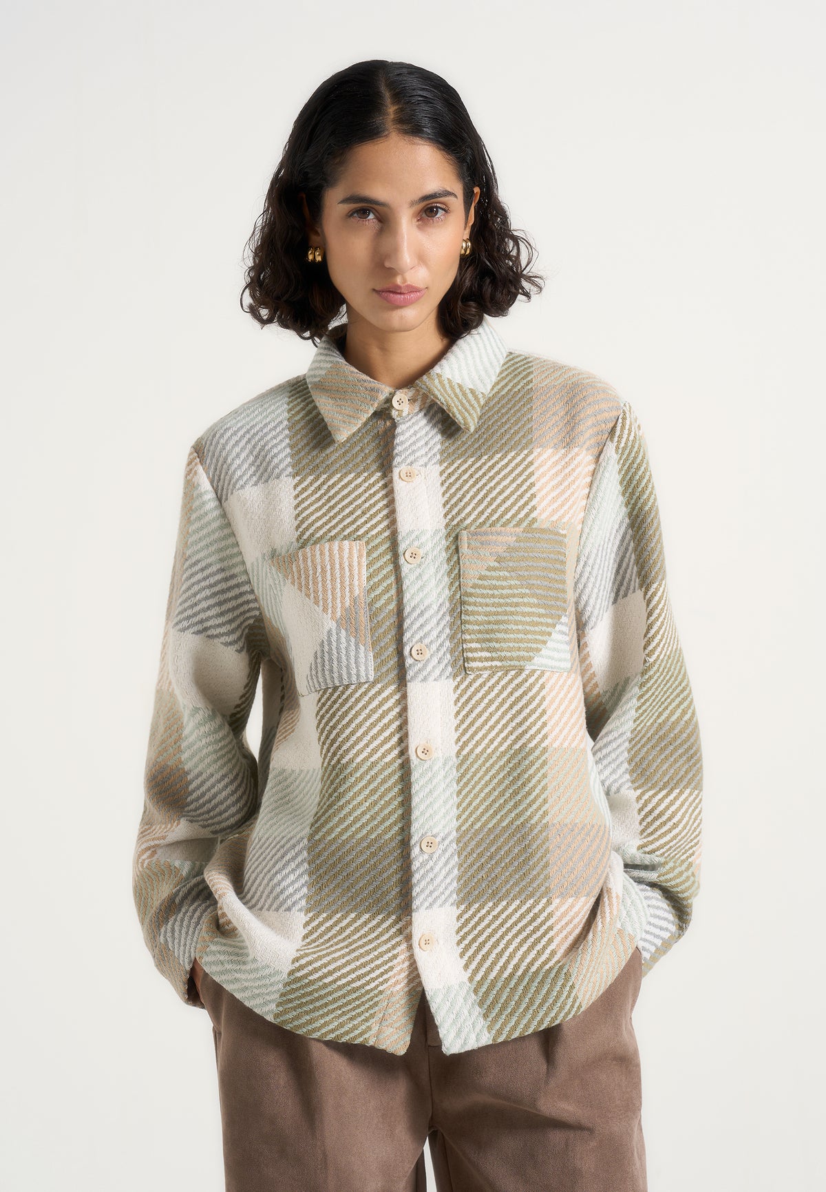 Rune - Unisex Check Overshirt - Sage