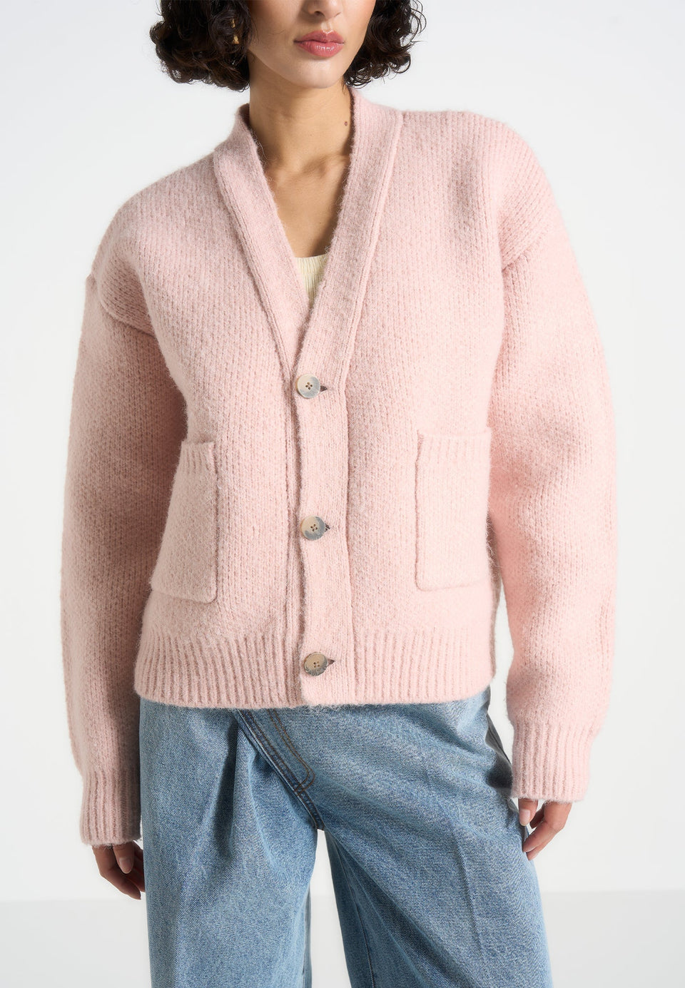 charlie-unisex-knitted-cardigan-pale-pink