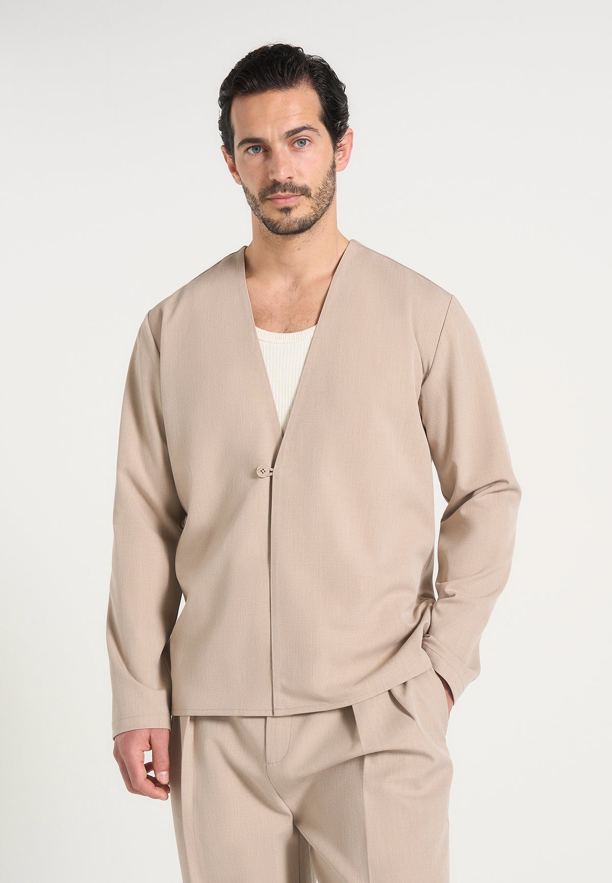 Lars - Minimal Kimono Blazer - Beige