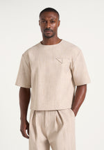 leon-boxy-cropped-hatched-t-shirt-beige
