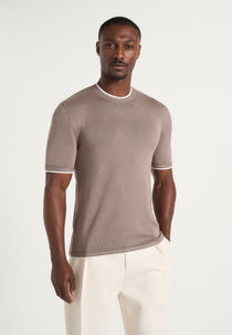 Wyatt - Contrast Knit T-Shirt - Mushroom