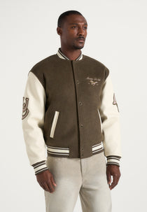 Amaury - Equestrian Wool-Blend Varsity Jacket - Olive