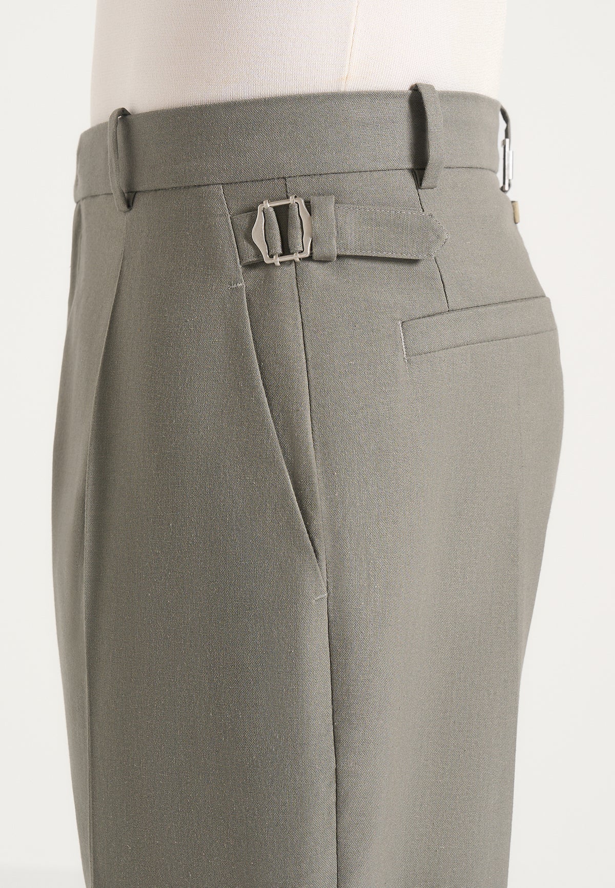 Dorian - Pleated Linen Pants - Khaki