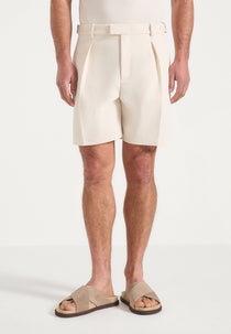 Paolo - Tailored Pleated Shorts - Cream