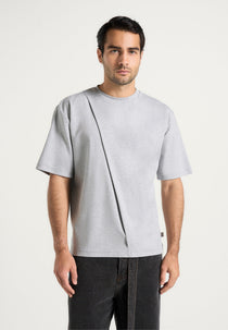 Hugo - Relaxed Fit Cotton T-Shirt With Pleat - Grey