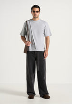 hugo-relaxed-fit-cotton-t-shirt-with-pleat-grey