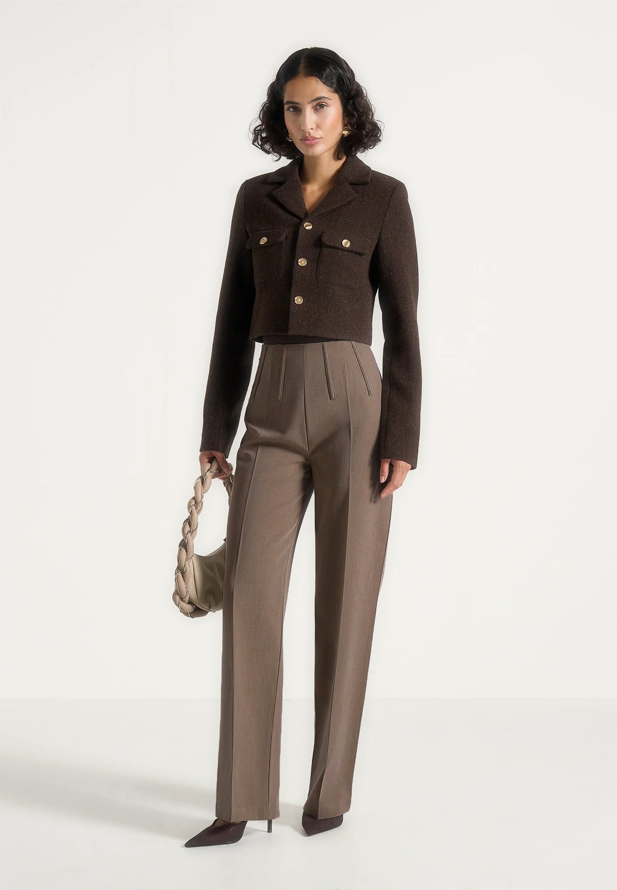 Daphina - Tailored Wool Jacket - Brown