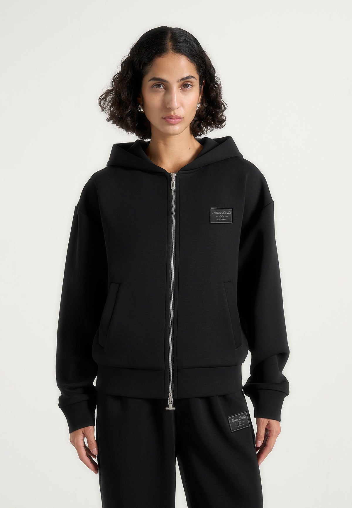 ray-unisex-neoprene-cropped-zip-hoodie-black